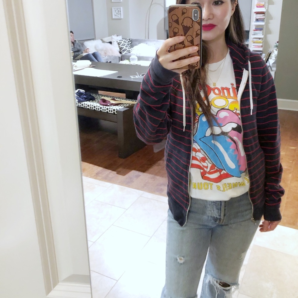 American Apparel Stripe Hoodie Sweatshirt